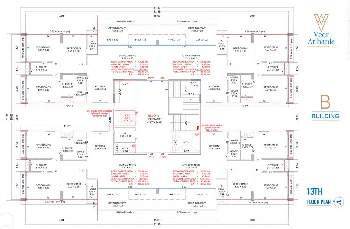  veer arihanta Block B Cluster Plan for 13th Floor