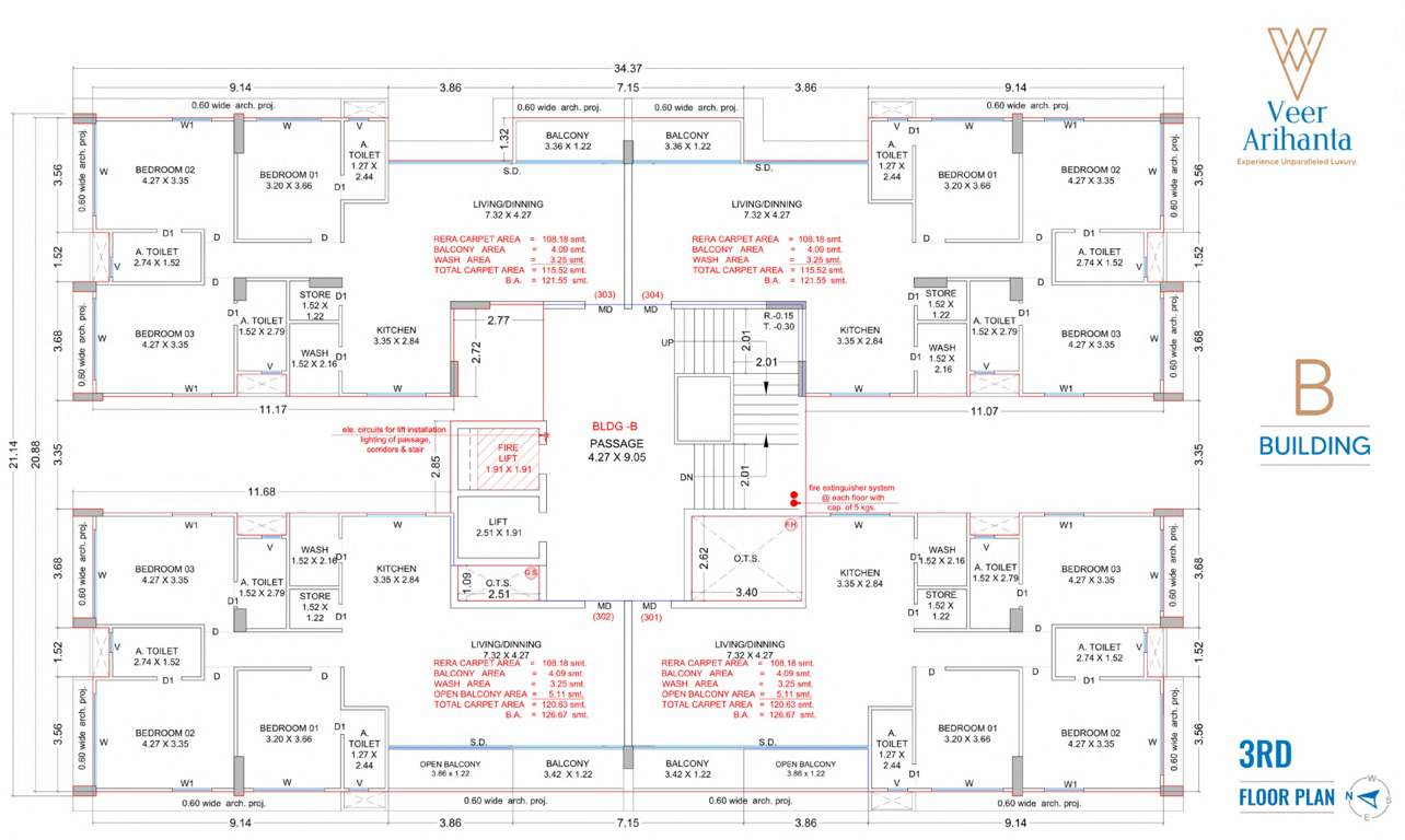  veer arihanta Block B Cluster Plan for 3rd Floor