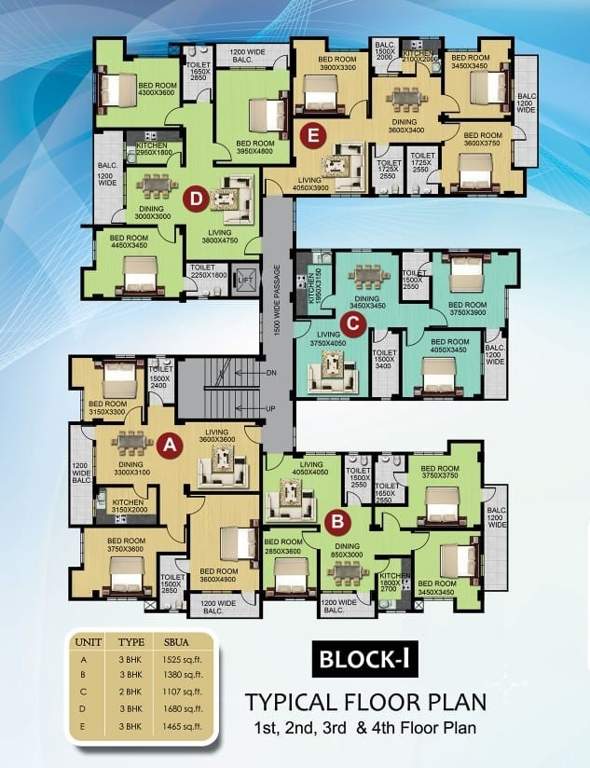  nakesha Nakesha Block 1 Cluster Plan from 1st to 4th Floor