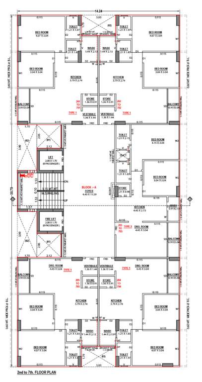  shikshapatri shlok Block A Cluster Plan from 2nd to 7th Floor