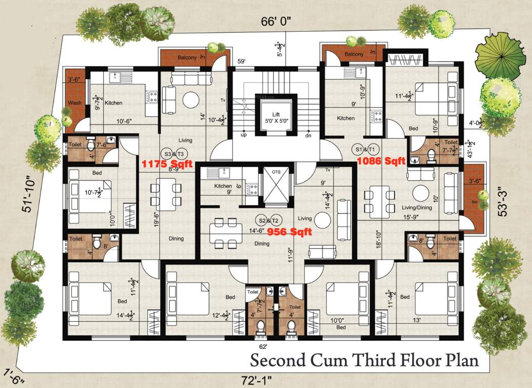  shree nivas Shree Nivas Cluster Plan from 2nd to 3rd Floor