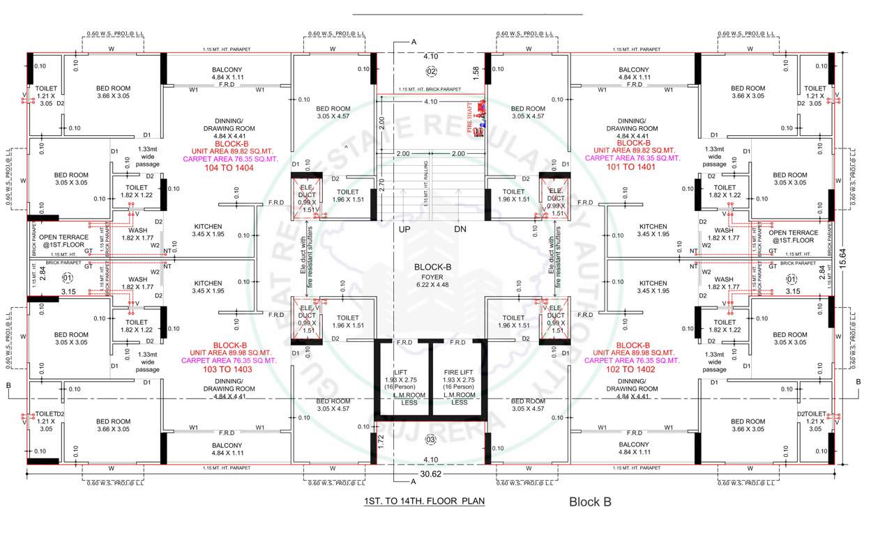  ayodhyapuram Block B Cluster Plan from 1st to 14th Floor