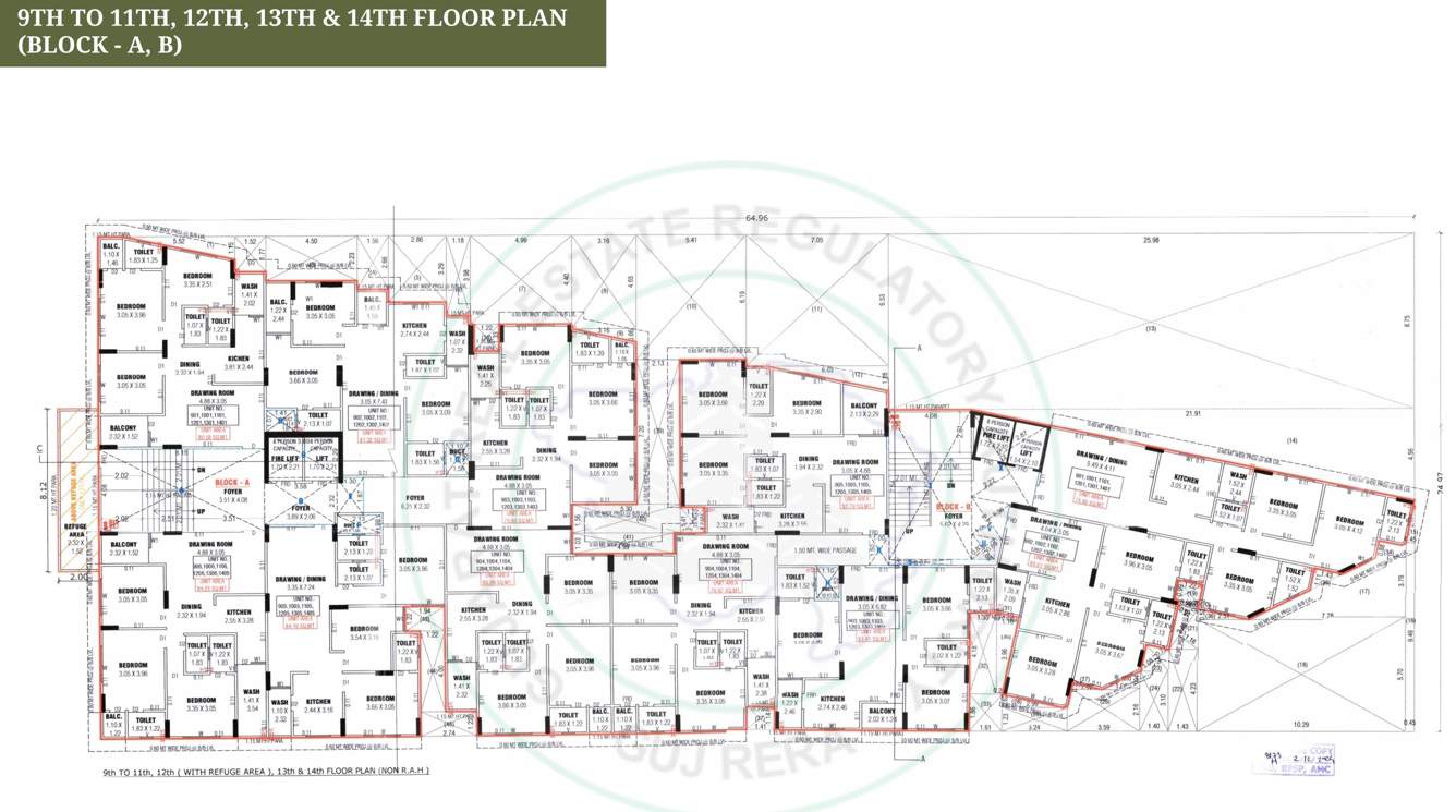  murlidhar paradise A,B Cluster Plan from 9th to 11th,13 and 14 Floor