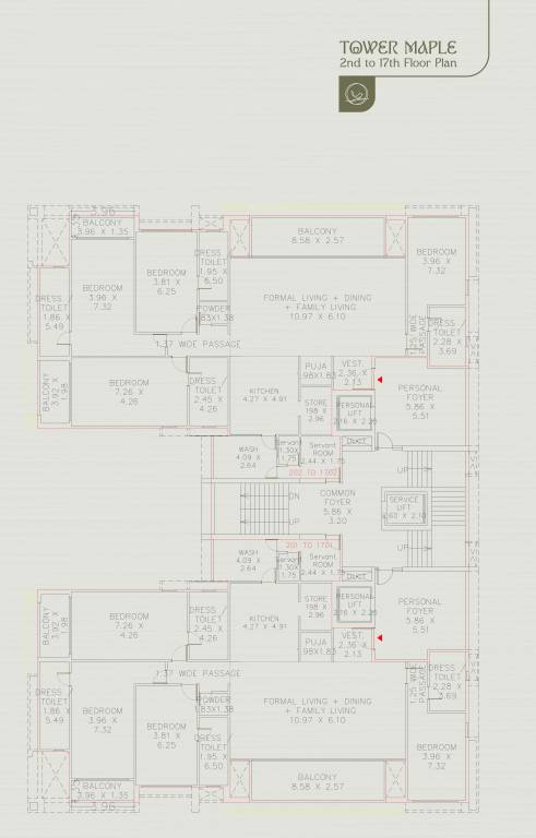 keystone clermont Maple Cluster Plan from 2nd to 17th Floor