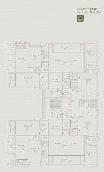  keystone-clermont Oak Cluster Plan from 2nd to 17th Floor