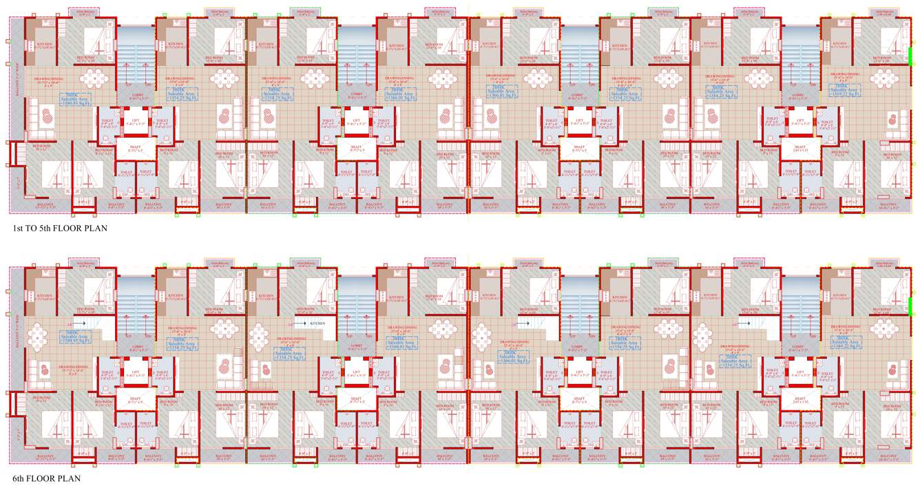  lotus ii Block 1 Cluster Plan from 1st to 6th Floor