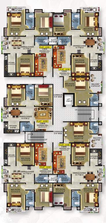 vijay shree city Block A Cluster Plan from 1st to 7th Floor