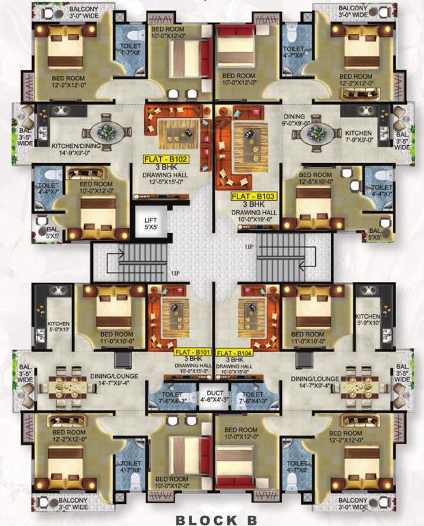 vijay shree city Block B Cluster Plan from 1st to 7th Floor