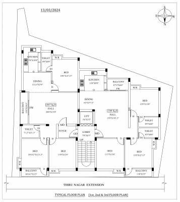  m-m-flats Cluster Plan from 1st to 3rd Floor