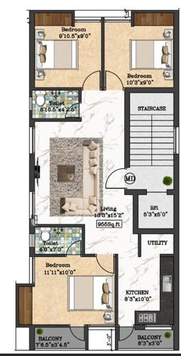  sai-meena-flats Sai Meena Flats Cluster Plan from 1st to 3rd Floor
