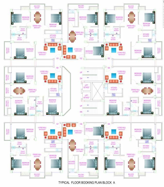  dwarikadhish residency Block A Cluster Plan from 1st to 3rd Floor