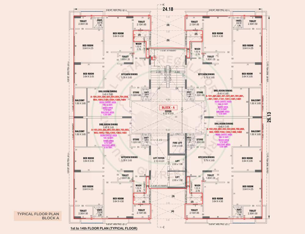  adhirath by sampad Block A Cluster Plan from 1st to 14th Floor