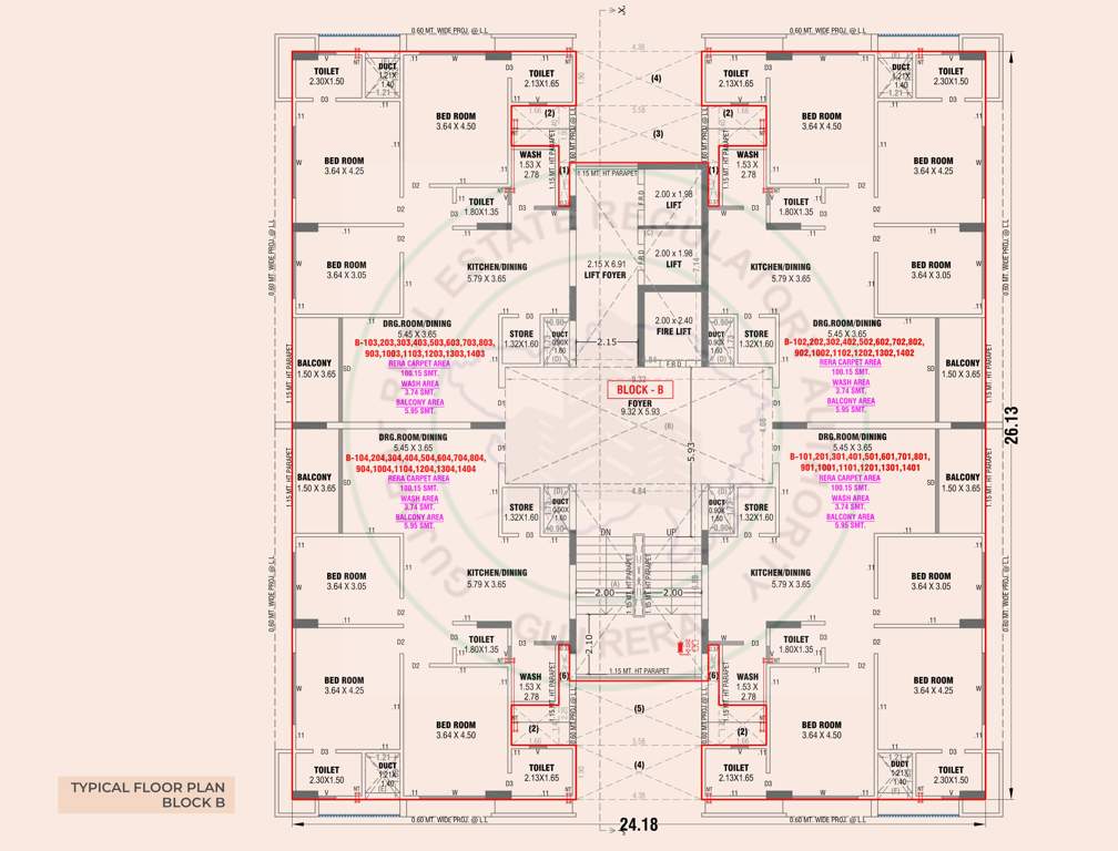  adhirath by sampad Block B Cluster Plan from 1st to 14th Floor