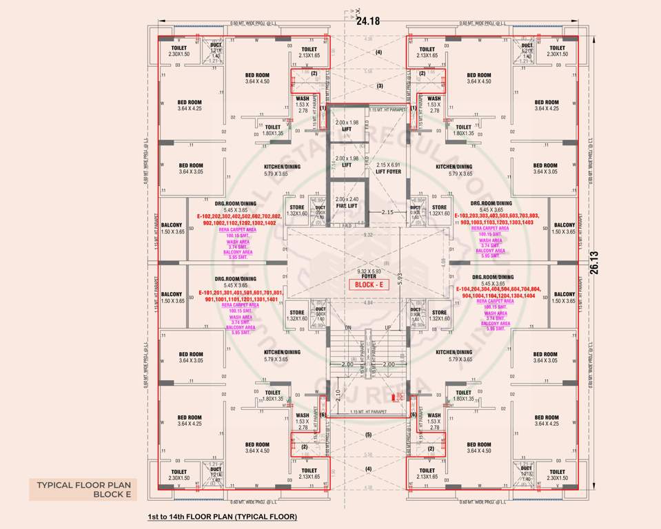  adhirath by sampad Block E Cluster Plan from 1st to 14th Floor