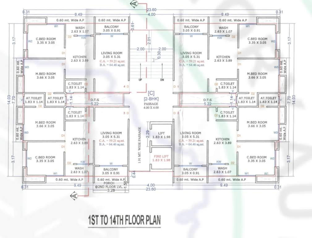  happy hills BLOCK C Cluster Plan from 1st to 14th Floor