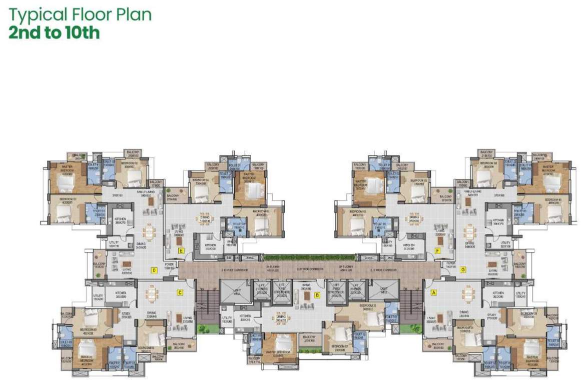  green heights Green Heights Cluster Plan from 2nd to 10th Floor