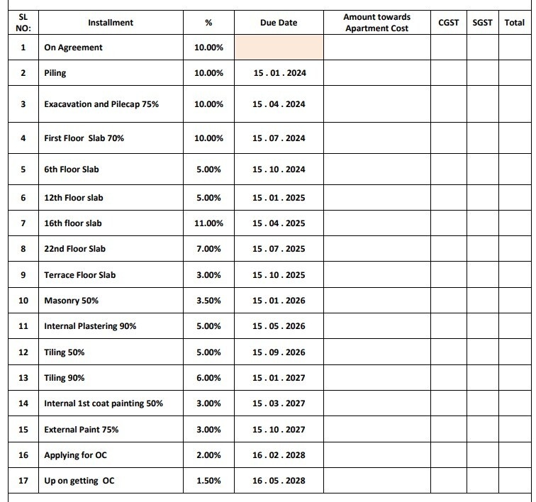 green-heights Construction Linked Payment (CLP) Payment Plan