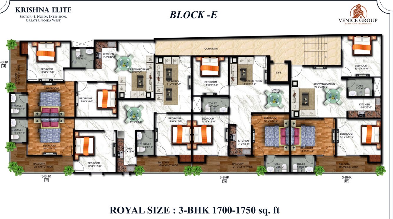 krishna elite Krishna Elite Block E Cluster Plan from 1st to 5th Floor