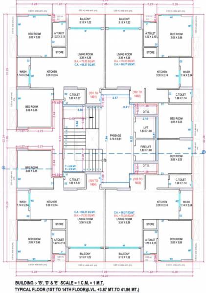  shagun-luxuria B D & E Cluster Plan from 1st to 14th Floor