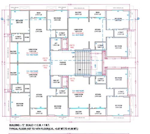  shagun-luxuria C Cluster Plan from 1st to 14th Floor