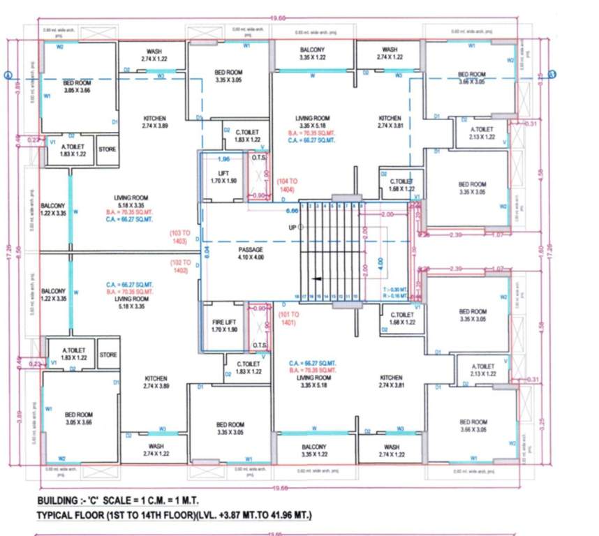  shagun luxuria C Cluster Plan from 1st to 14th Floor