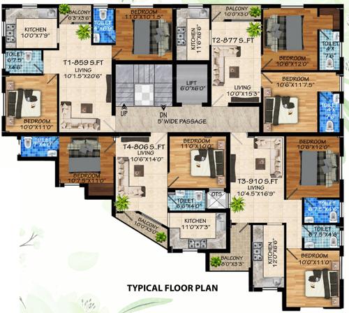  royal-oak Royal oak Cluster Plan from 1st to 5th Floor