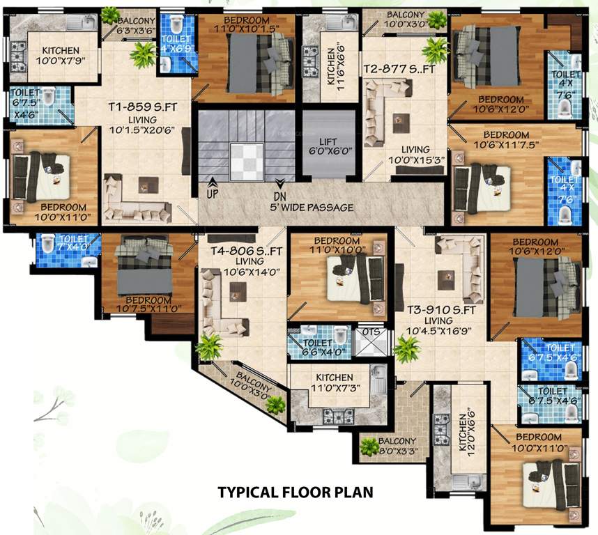  royal oak Royal oak Cluster Plan from 1st to 5th Floor