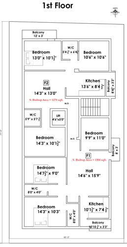  apartments Arul Apartments Cluster Plan for 1st Floor
