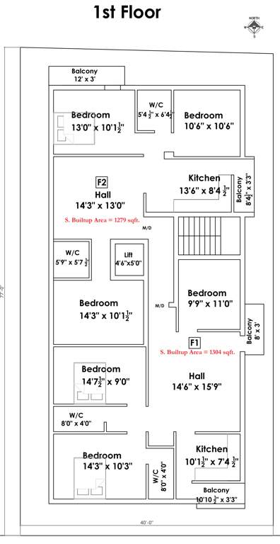  apartments Arul Apartments Cluster Plan for 1st Floor