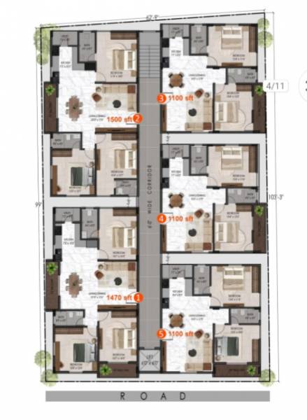  skanda Skanda Cluster Plan from 1st to 5th Floor