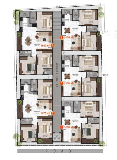  skanda Skanda Cluster Plan from 1st to 5th Floor