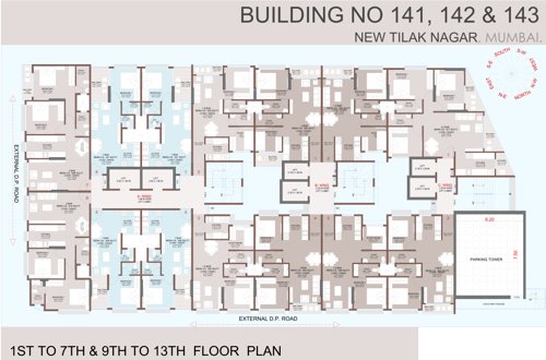  shubh Shubh Cluster Plan from 1st to 13th Floor