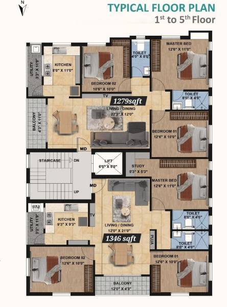  elegance Elegance Cluster Plan from 1st to 5th Floor