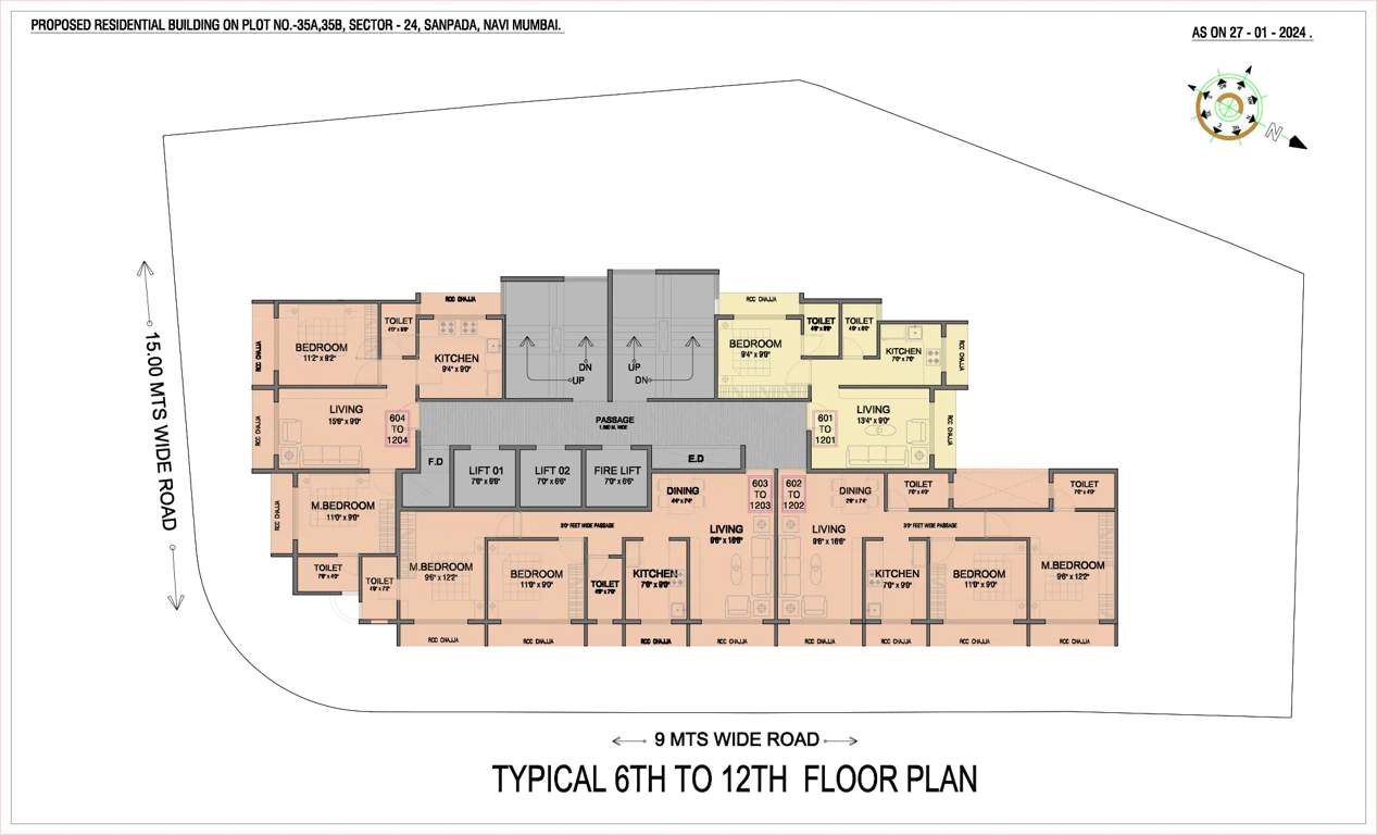  vraj Gami Vraj Cluster Plan from 6th to 12th Floor