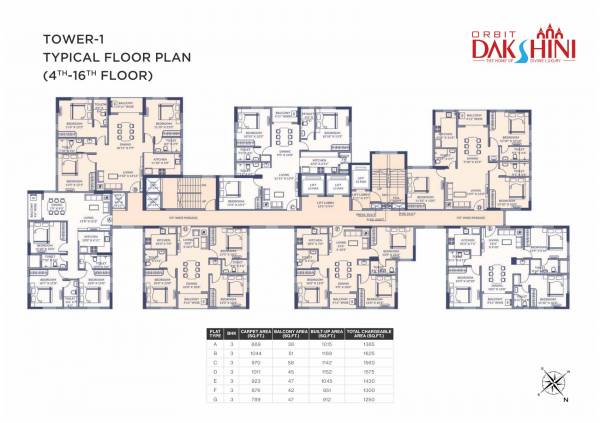  dakshini Orbit Dakshini Cluster Plan from 4th to 16th Floor
