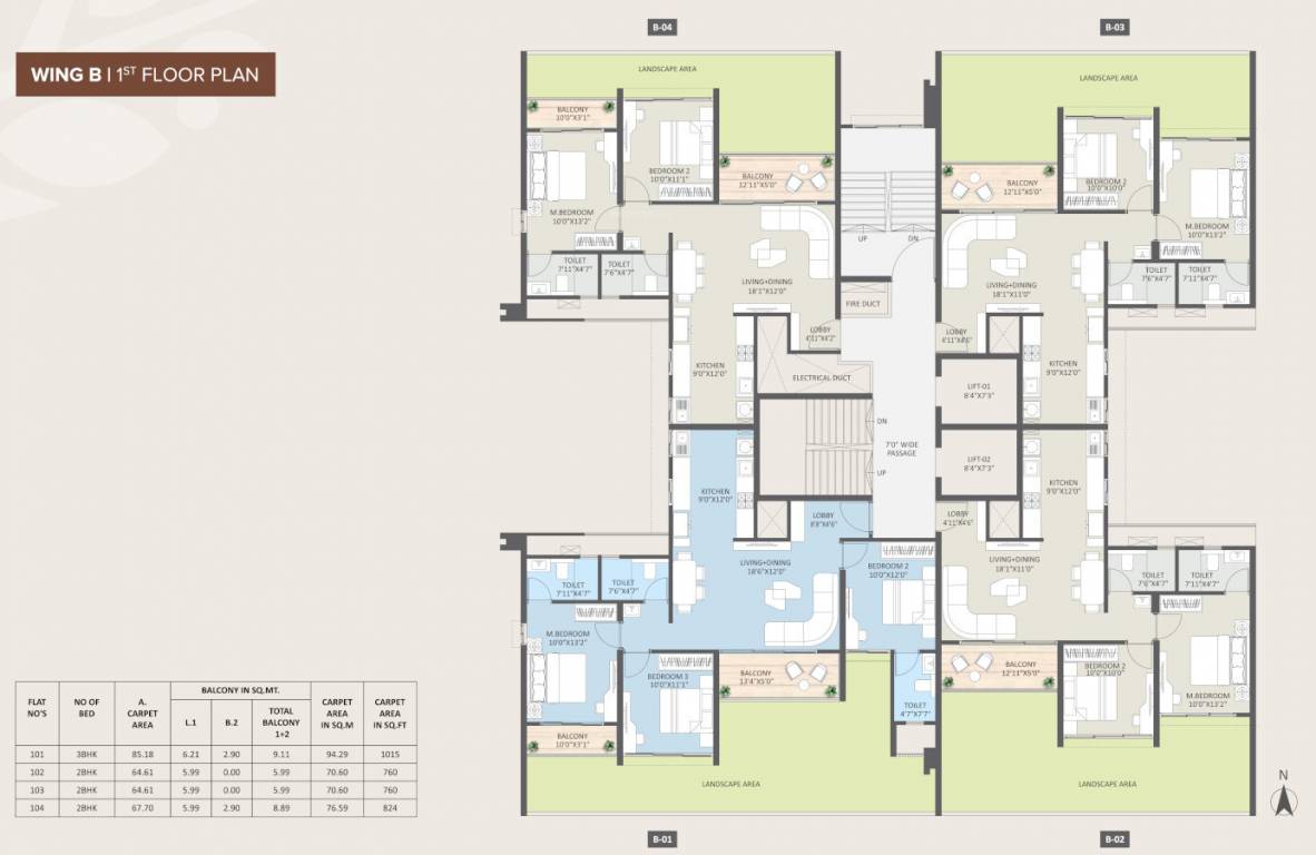  108 astera B Wing Cluster Plan For 1st Floor