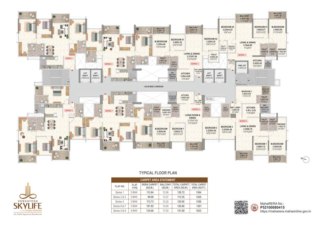  venkatesh skylife Venkatesh Skylife Cluster Plan for Typical Floor