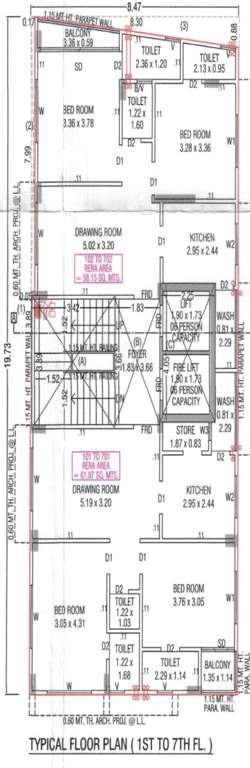  mohammedi residency Mohammedi Residency Cluster Plan from 1st to 7th Floor
