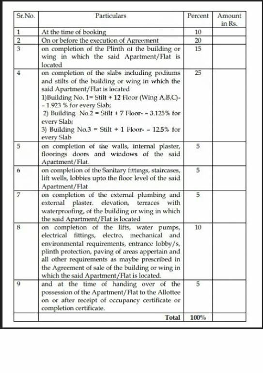 shiv-vista-homes Construction Linked Payment (CLP) Payment Plan