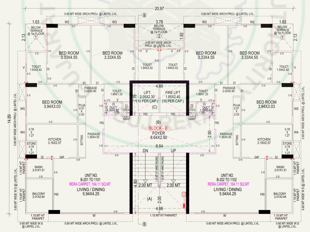  link in heights Block B Cluster Plan from 2nd to 11th Floor