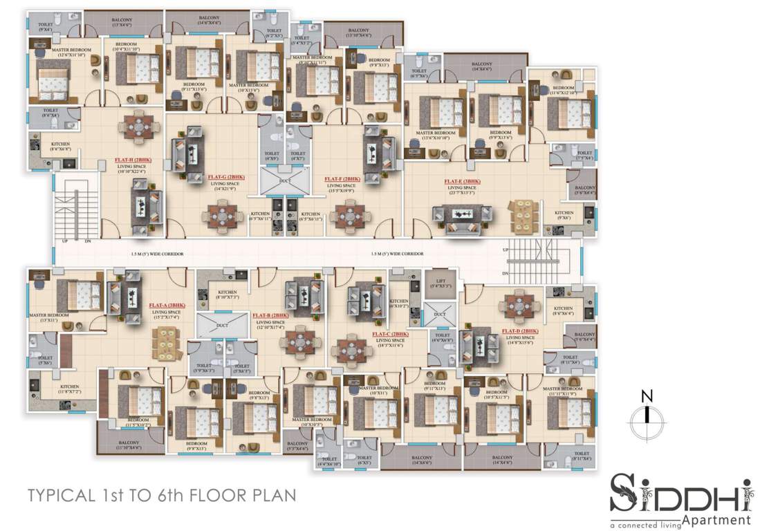 siddhi apartment Siddhi Apartment Cluster Plan from 1st to 6th Floor