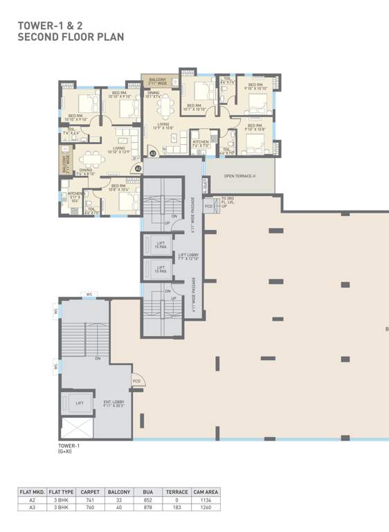 eshaana Eshaana Tower 1 Cluster Plan for 2nd Floor