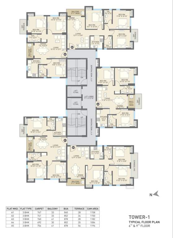  eshaana Eshaana Tower 1 Cluster Plan from 6th to 9th Floor