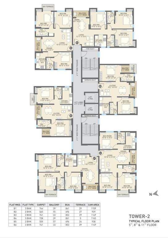  eshaana Eshaana Tower 2 Cluster Plan from 5th to 11th Floor