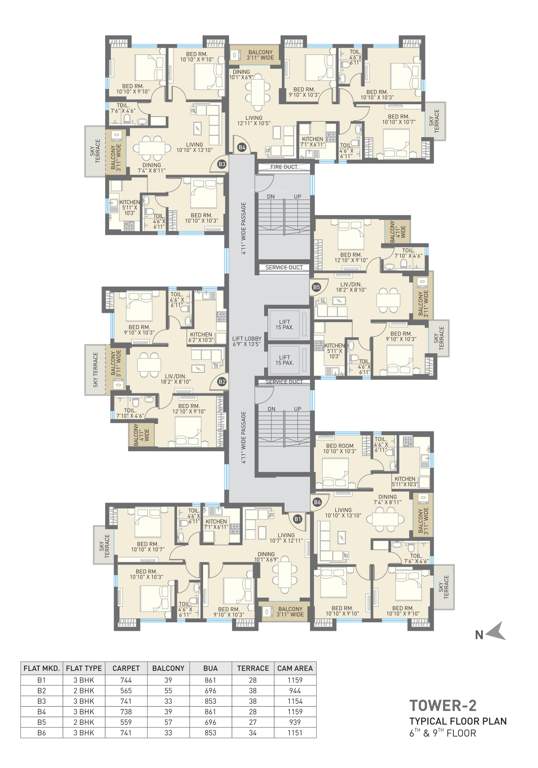  eshaana Eshaana Tower 2 Cluster Plan from 6th to 9th Floor