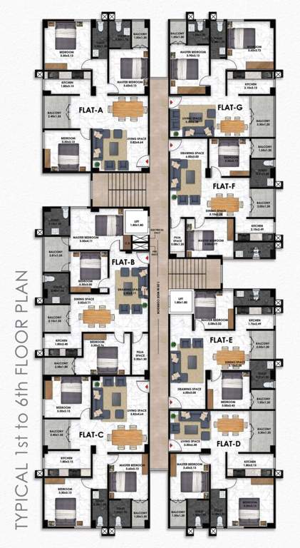  dj apartment DJ Apartment Cluster Plan from 1st to 6th Floor