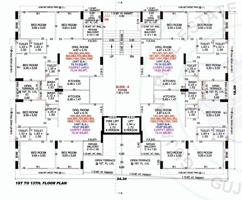  serenity Block A Cluster Plan from 1st to 13th Floor