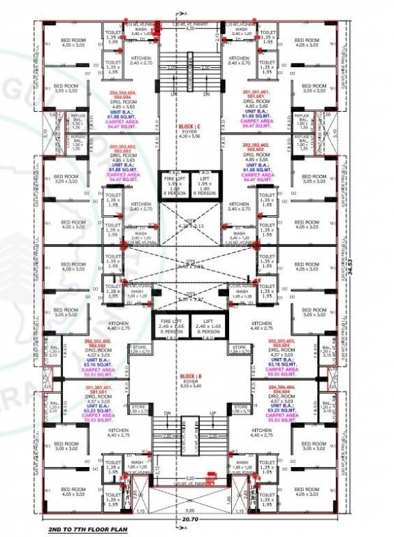  serenity Block B and C Cluster Plan from 2nd to 6th Floor