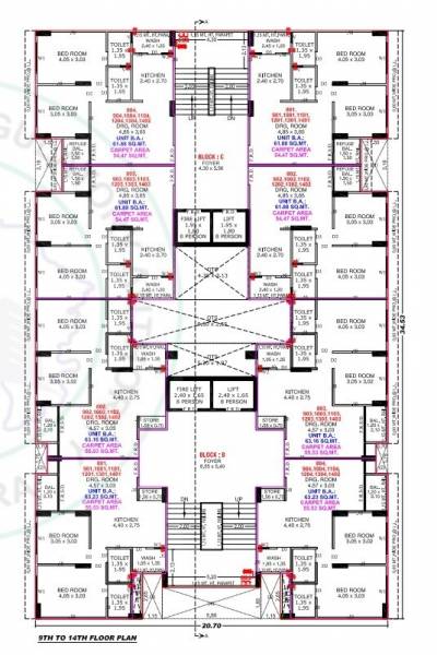  serenity Block B and C Cluster Plan from 8th to 14th Floor