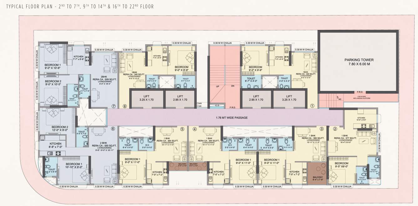 m k oasis M K Oasis Cluster Plan from 2nd to 7th, 9th to 14th, 16th to 22th Floor